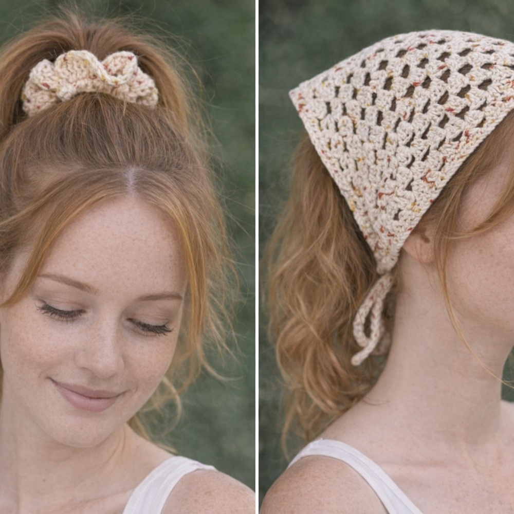Handmade Crocheted Hair Accessory Set - Picture 5 of 5